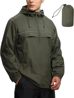 SWISSWELL Mens Waterproof Windbreaker Rain Jacket Lightweight Packable Raincoat with Hood for Golf Hiking Travel