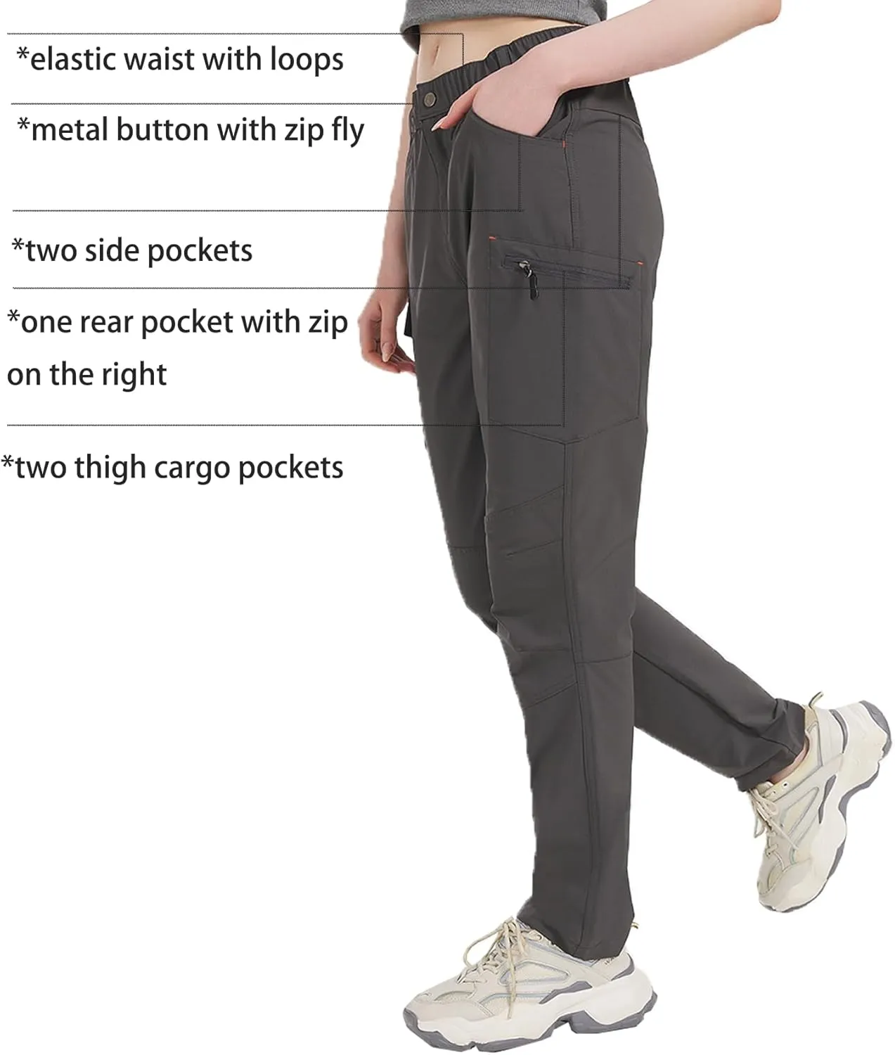 SYKROO Travel Pants for Women Waterproof Quick Dry Cargo Pants Hiking Camping Workout Pants Mountain Trouser with Pocket