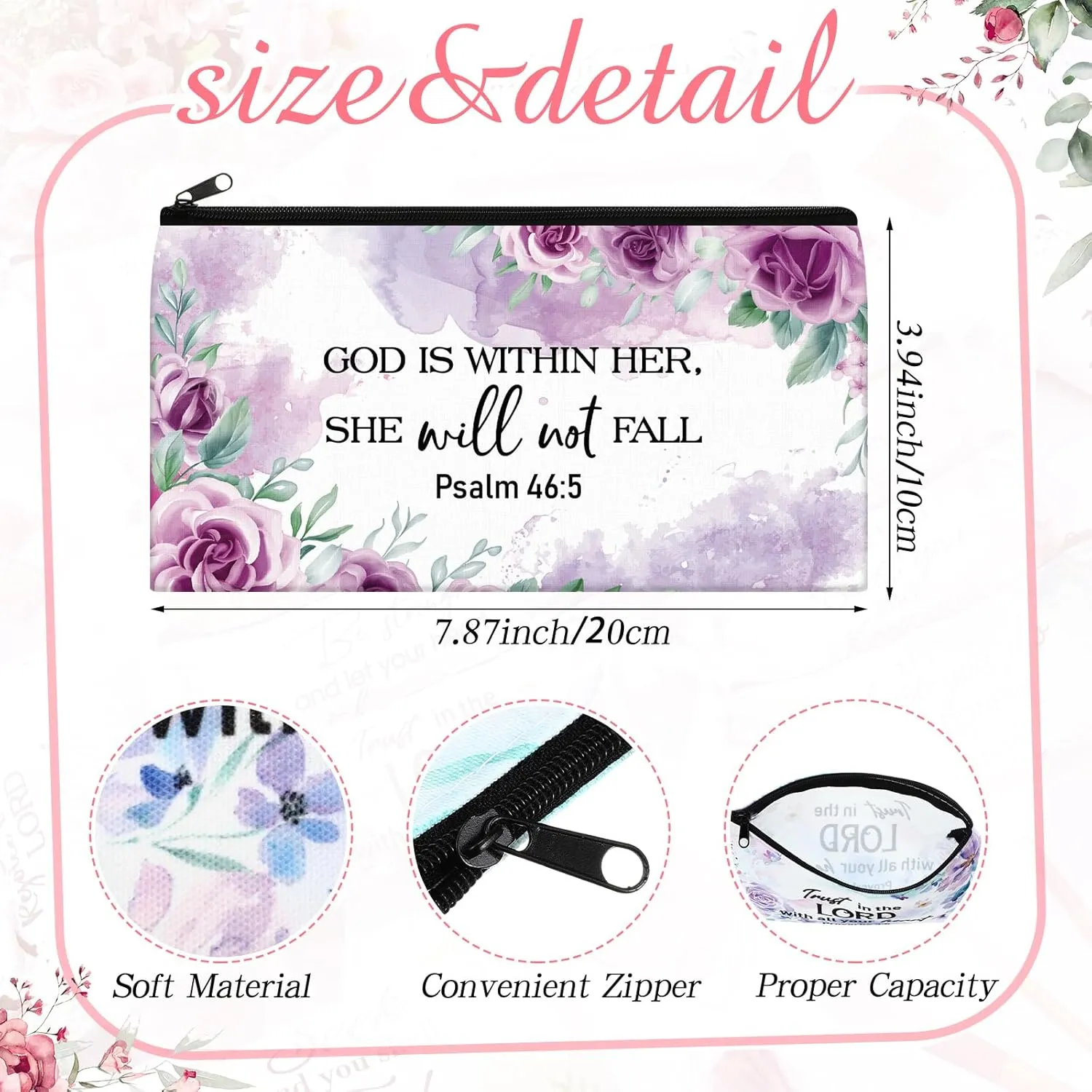 Talltalk 14 Pcs Christian Cosmetic Bags Bulk Christian Gift for Women Makeup Bags Inspirational Bible Verse Pencil Pouch for Graduation Mother's Day Travel Motivational Religious Favors(Vibrant)