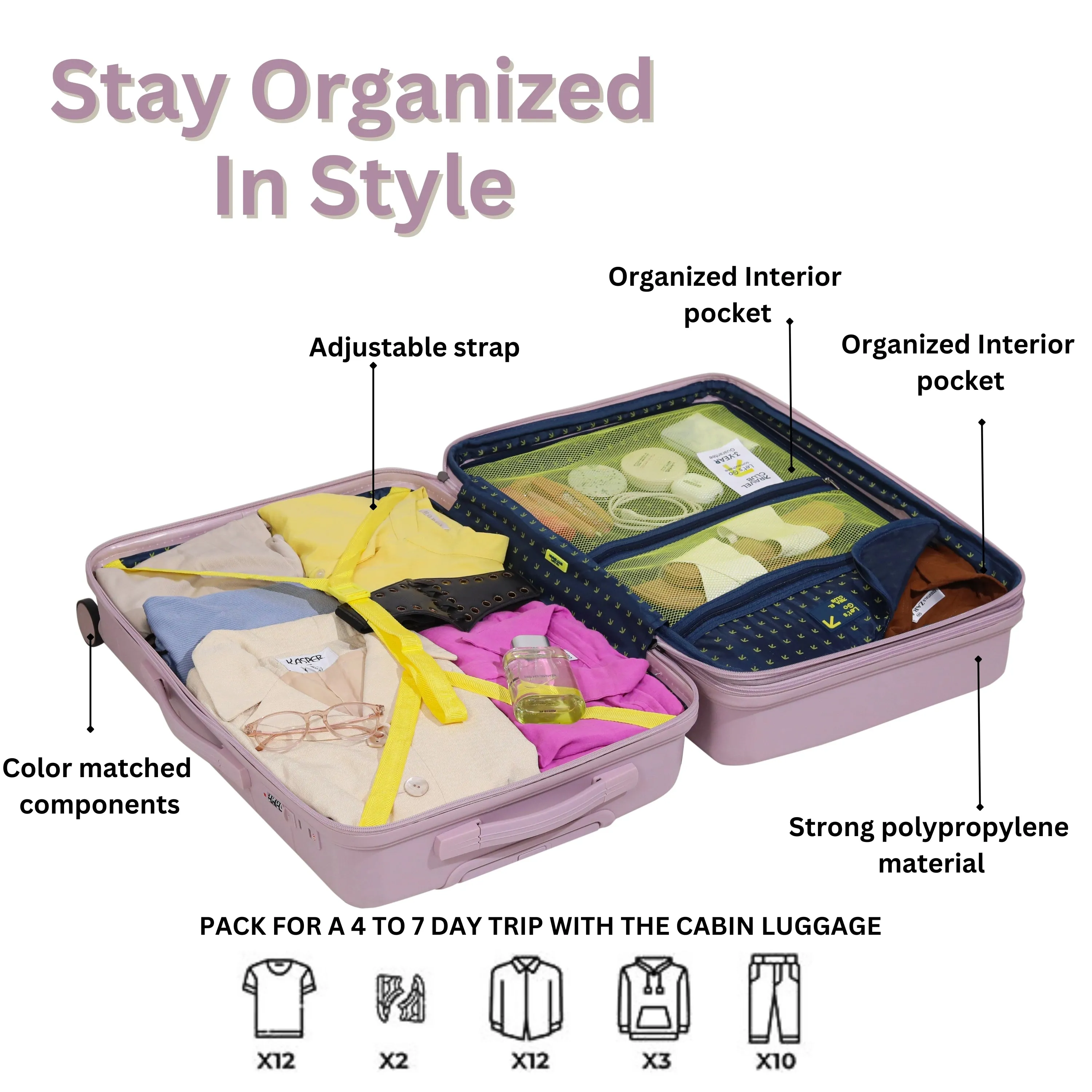 The Orlando Pink - Unbreakable Expandable Luggage