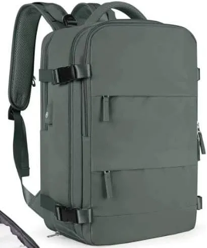 Travel Backpack, Durable, Lightweight, Multiple Compartments (Dark Green), Large