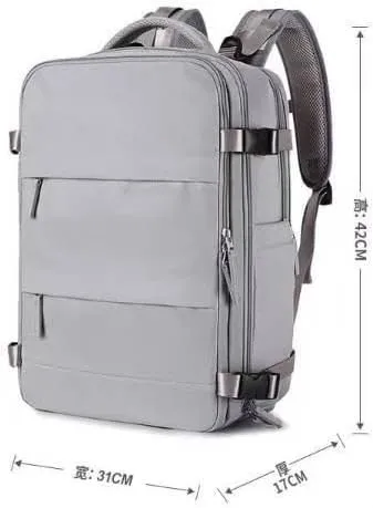 Travel Backpack, Durable, Lightweight, Multiple Compartments (Grey), Large