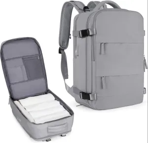 Travel Backpack, Durable, Lightweight, Multiple Compartments (Grey), Large