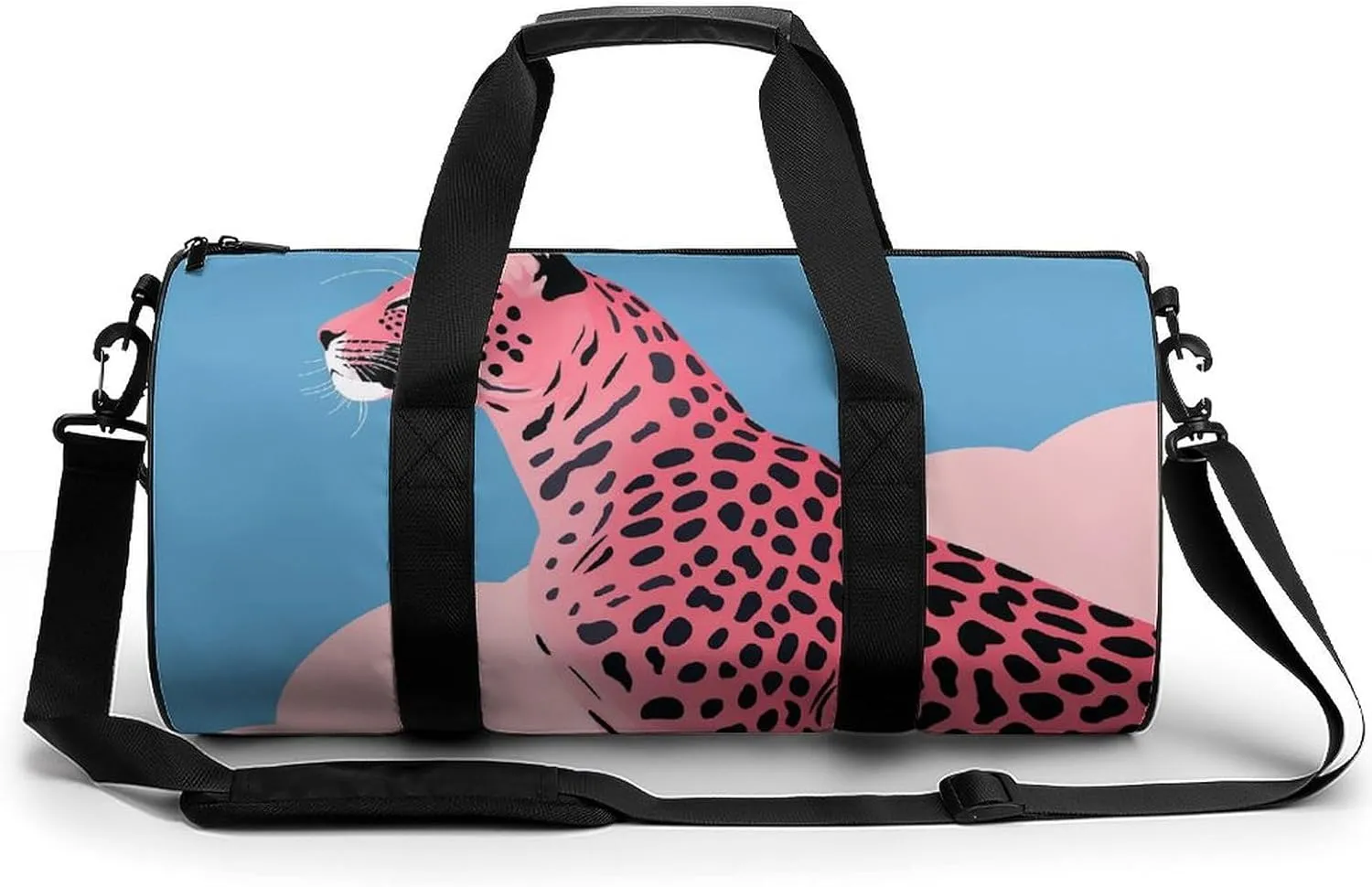 Travel Duffel Bag for Men And Women,Peach Style Cheetah Waterproof Sports Fitness Bag Portable Travel Duffel Bag, 17.7in/9in/9in