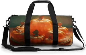 Travel Duffel Bag for Men And Women,Pumpkin on Background Waterproof Sports Fitness Bag Portable Travel Duffel Bag