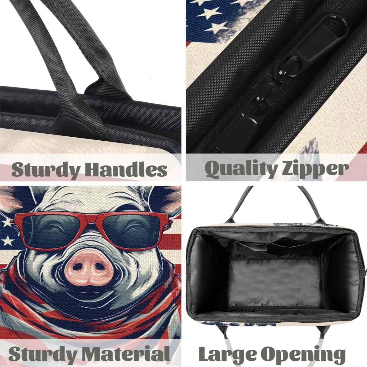Travel Duffel Bag for Women, American Flag Pig Weekender Overnight Bag Carry on Beach Swim Bags Dance Bag Airlines Approved Personal Item Travel Bag for Yoga, Sports, Hospital