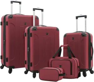 Travelers Club Chicago Hardside Expandable Spinner Luggage, Apple Butter, 5 Piece Set