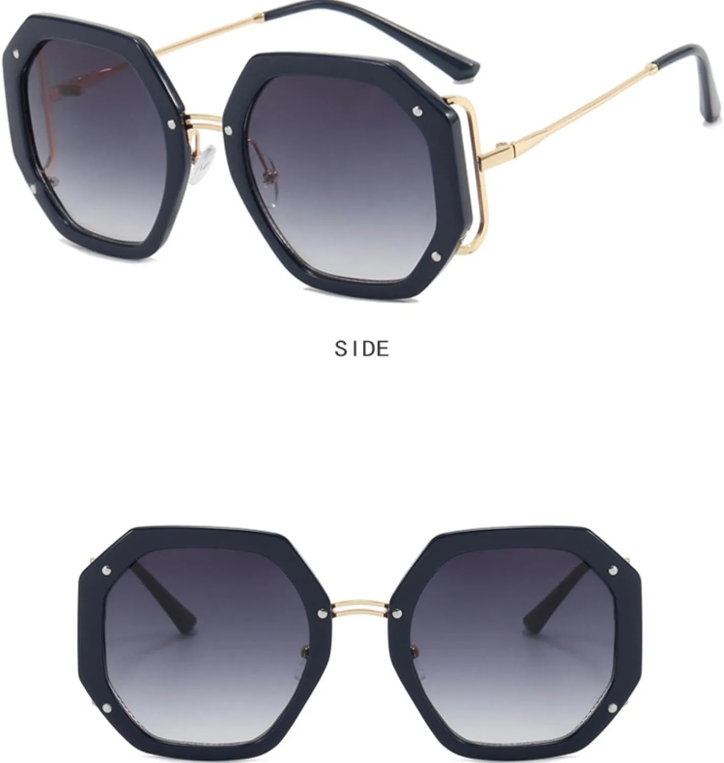 Trendy Sunglasses Women Oversized Polygonal Metal Frame Sun Glasses Female Vintage Travel Shades Eyewear Uv400