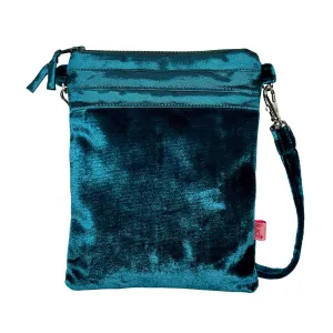 TURQUOISE VELVET CROSS BODY BAG - by Lua