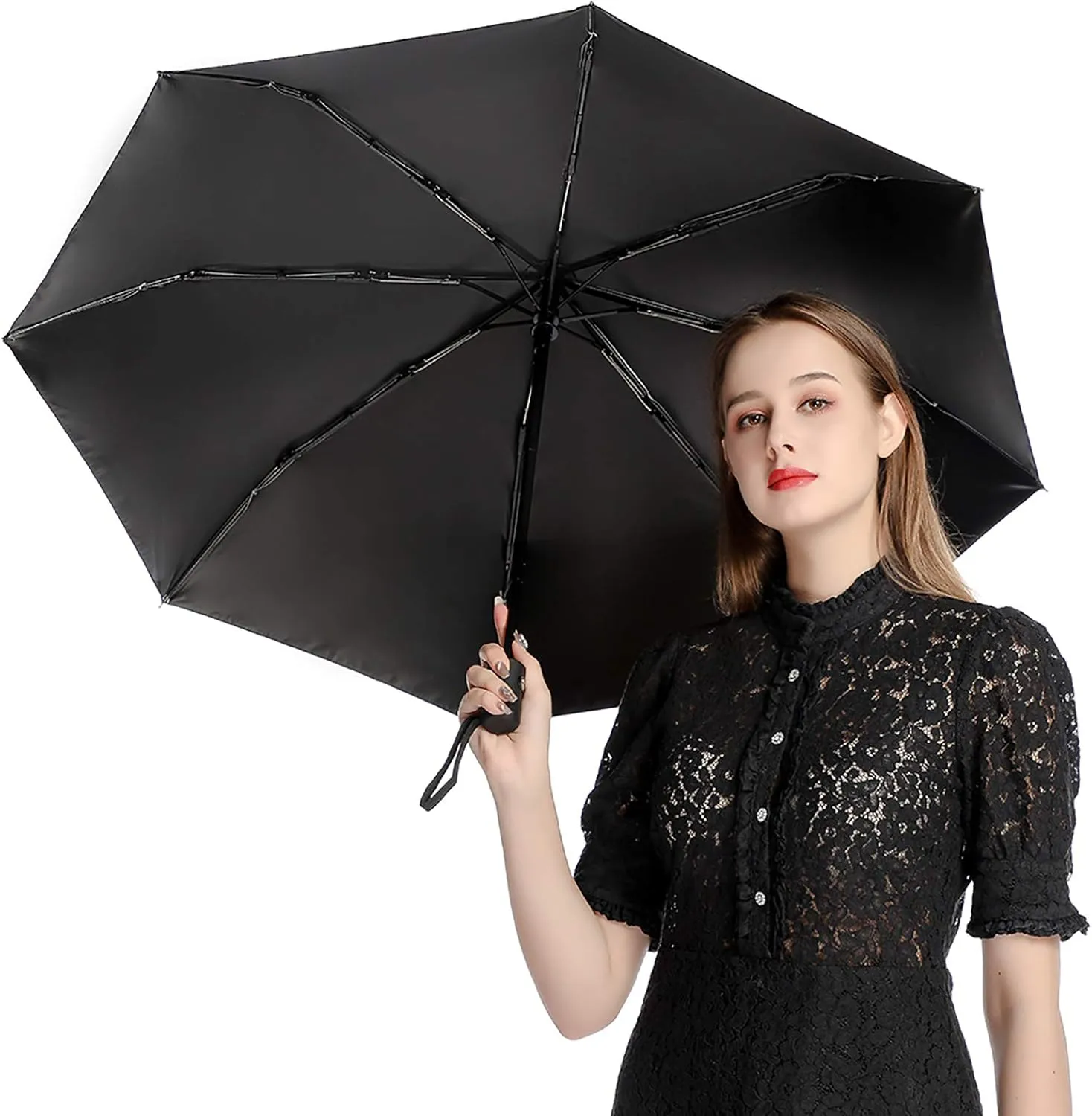 Umbrella Orange Lobster Collapsible Umbrella Funny Cartoon Shrimp Compact Folding Travel Umbrellas Auto Open Close for Men And Women