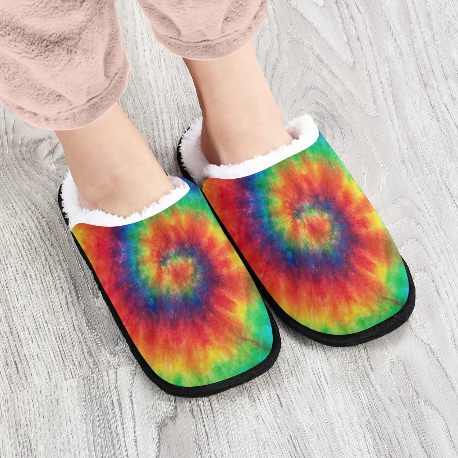 Unisex Slippers Fuzzy Feet Plush Cotton Slippers Anti-Slip Warm House Shoes M/L