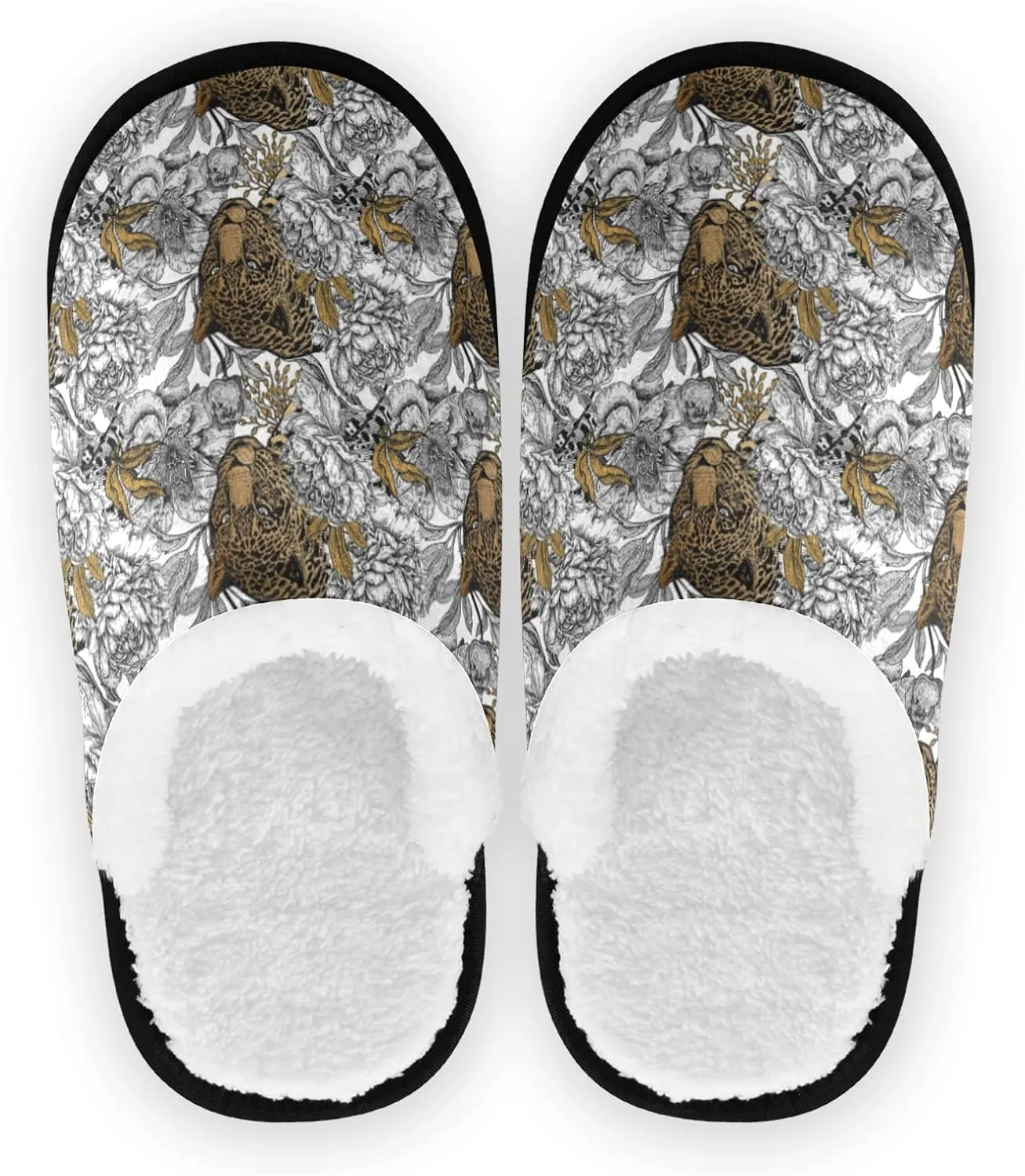 Unisex Slippers Fuzzy Feet Plush Cotton Slippers Anti-Slip Warm House Shoes M/L