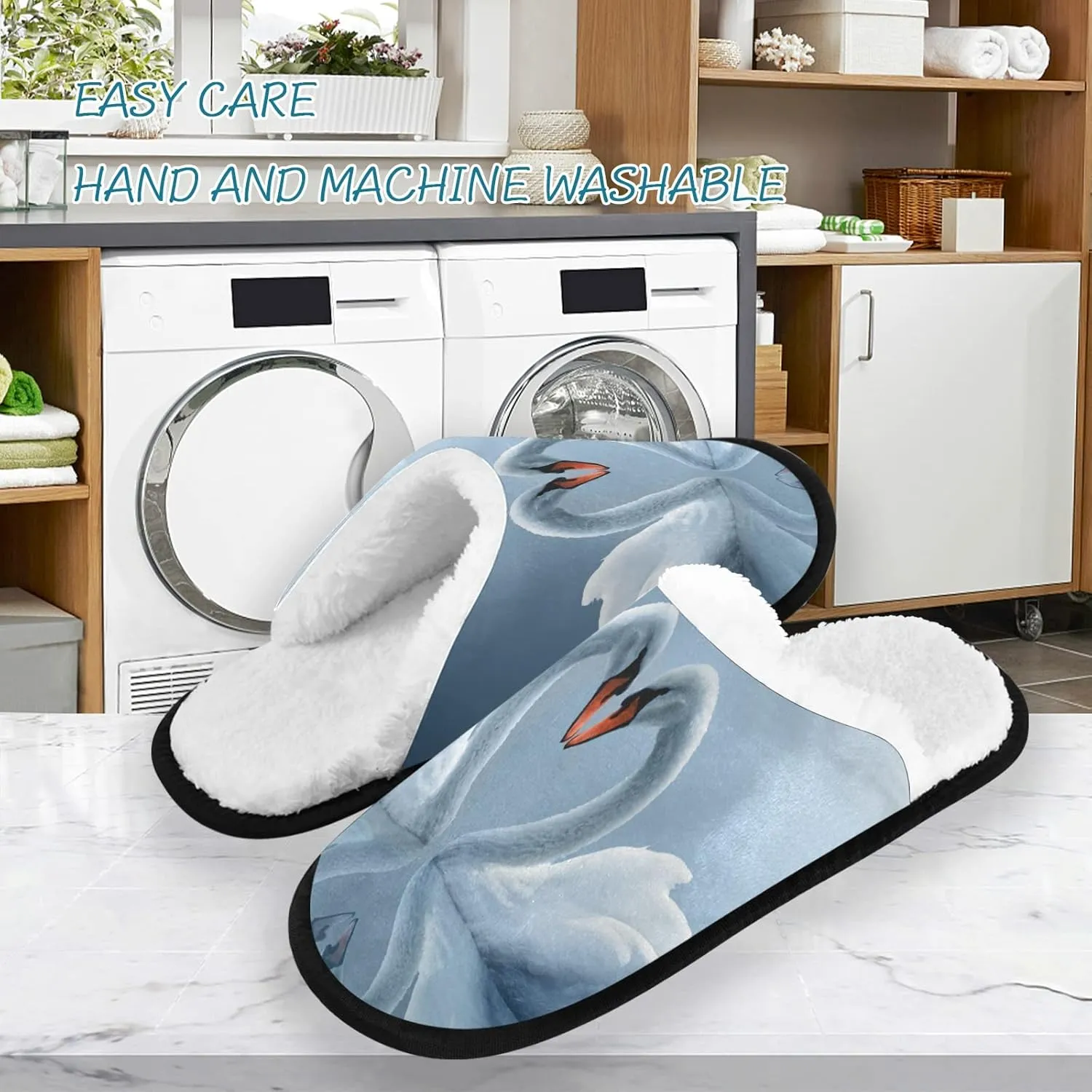 Unisex Slippers Fuzzy Feet Plush Cotton Slippers Anti-Slip Warm House Shoes M/L