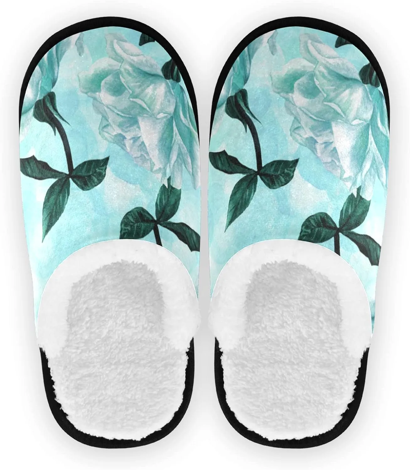 Unisex Slippers Fuzzy Feet Plush Cotton Slippers Anti-Slip Warm House Shoes M/L