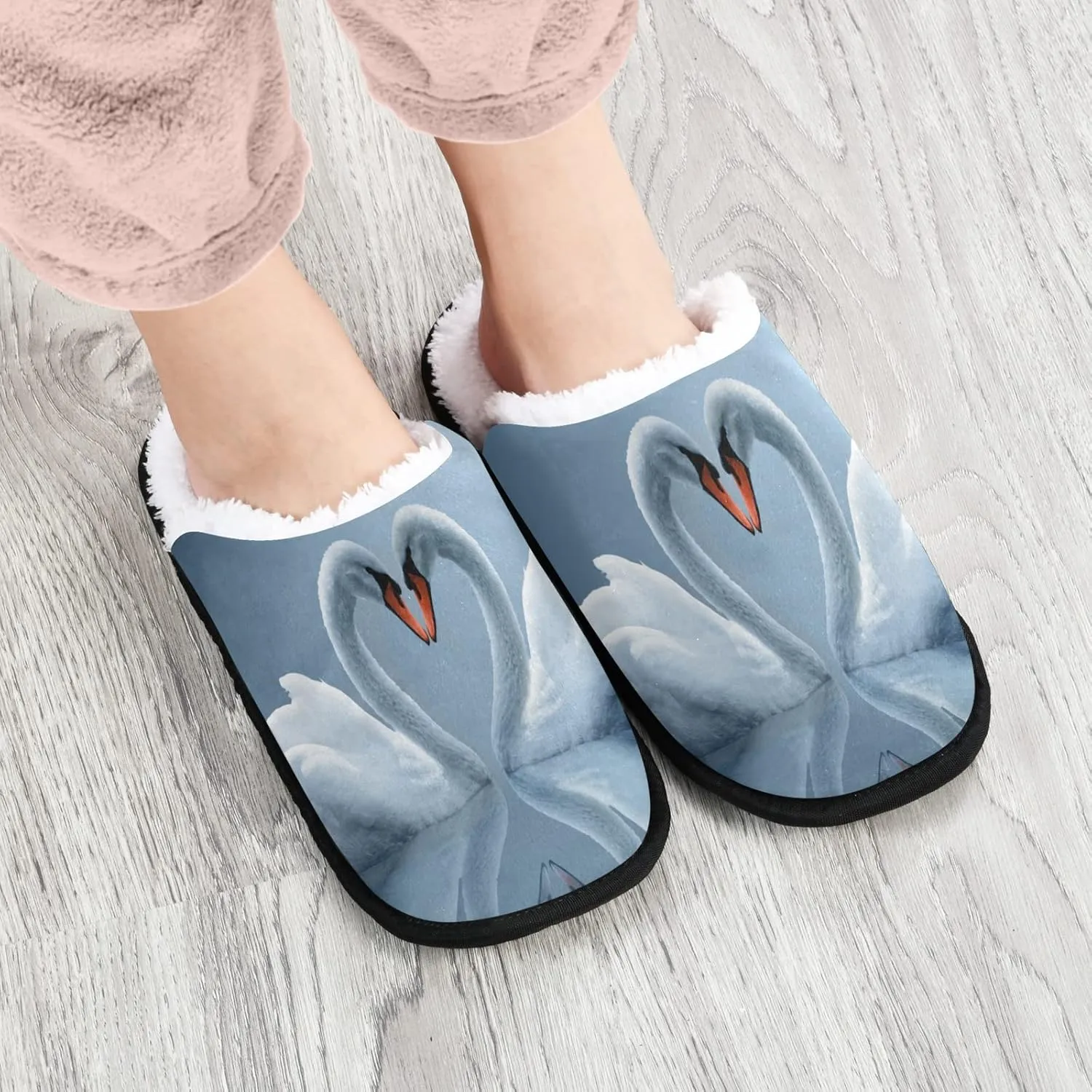 Unisex Slippers Fuzzy Feet Plush Cotton Slippers Anti-Slip Warm House Shoes M/L