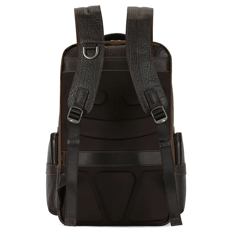 Unisex Stylish Black Leather Backpack with Smart Storage