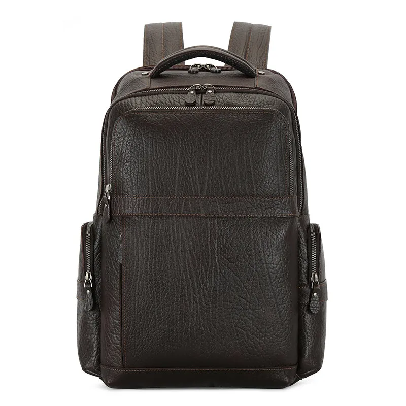 Unisex Stylish Black Leather Backpack with Smart Storage