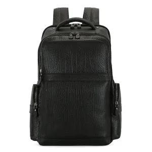 Unisex Stylish Black Leather Backpack with Smart Storage