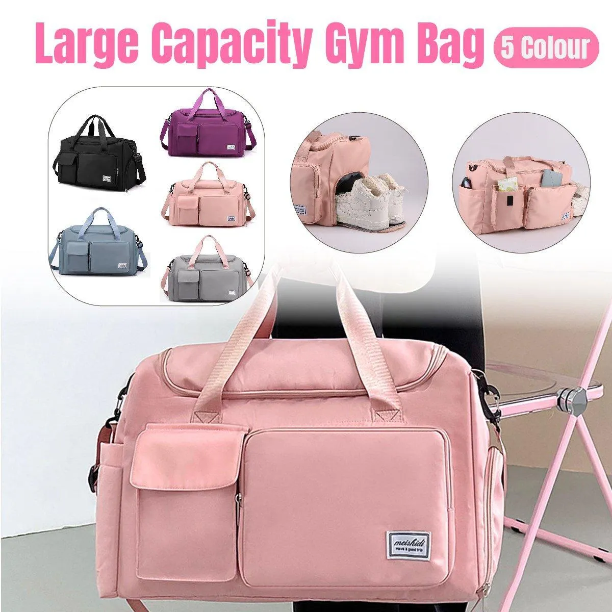Unisex Waterproof Portable Travel Luggage Carry On Shoulder Hand Duffle Bag