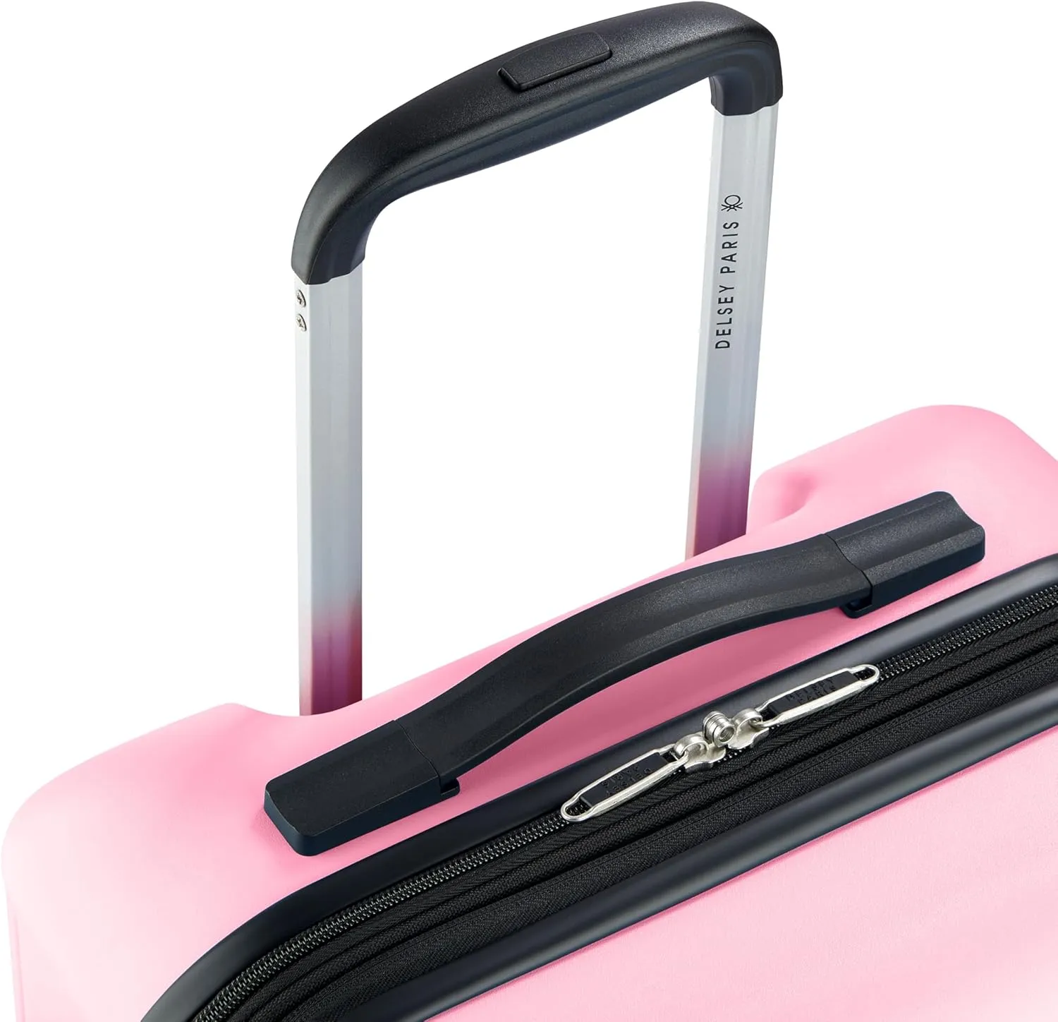 United Colors of Benetton Ribbed Hardside Expandable Luggage with Spinner Wheels, Light Pink, Carry-On 20 Inch