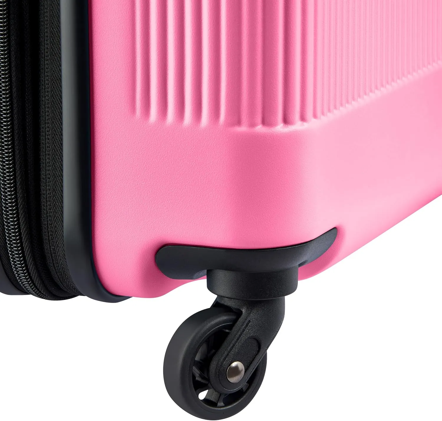 United Colors of Benetton Ribbed Hardside Expandable Luggage with Spinner Wheels, Light Pink, Carry-On 20 Inch