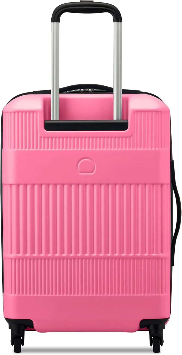 United Colors of Benetton Ribbed Hardside Expandable Luggage with Spinner Wheels, Light Pink, Carry-On 20 Inch