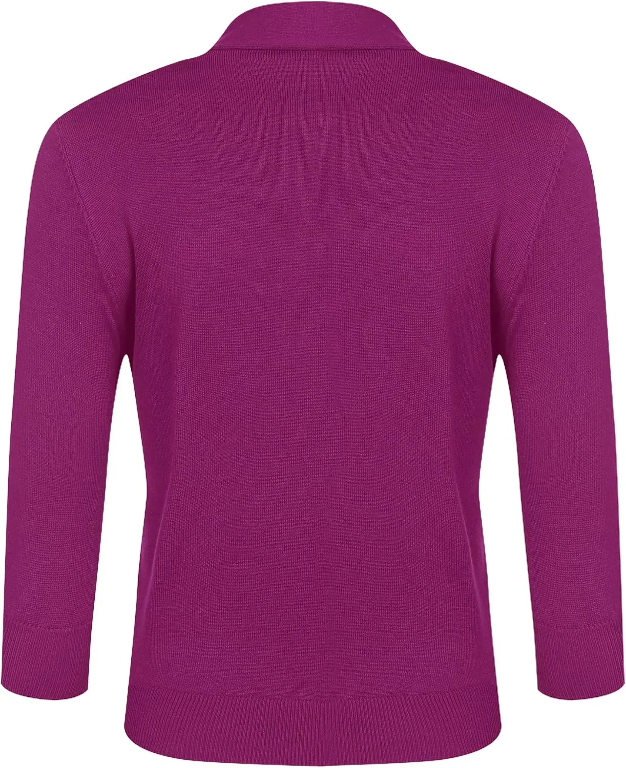 URRU Women's Classic 3/4 Sleeve Open Front Cropped Cardigan Sweater Lightweight Knit Short Shrugs