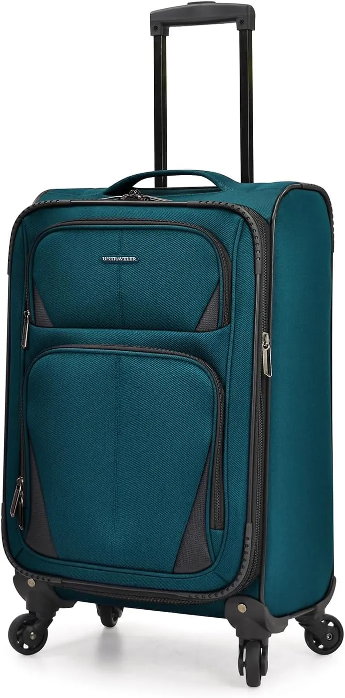 U.S. Traveler Aviron Bay Expandable Softside Luggage with Spinner Wheels, Teal, Carry-on 22-Inch