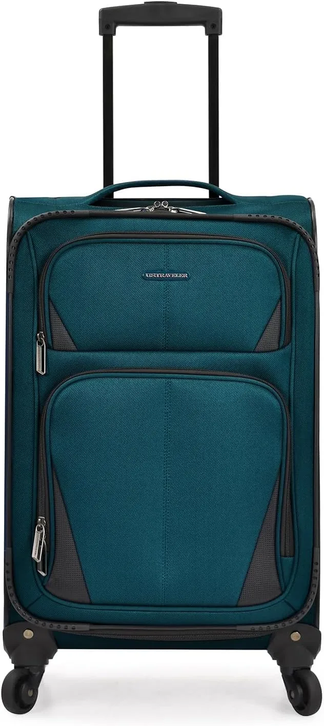 U.S. Traveler Aviron Bay Expandable Softside Luggage with Spinner Wheels, Teal, Carry-on 22-Inch