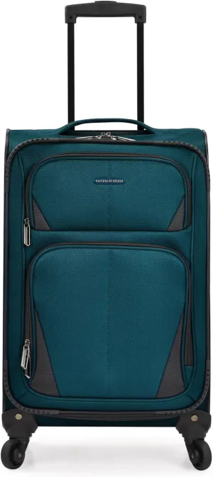 U.S. Traveler Aviron Bay Expandable Softside Luggage with Spinner Wheels, Teal, Carry-on 22-Inch