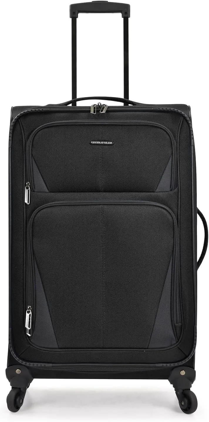 U.S. Traveler Aviron Bay Expandable Softside Spinner Wheels, Black, 3 Piece Luggage