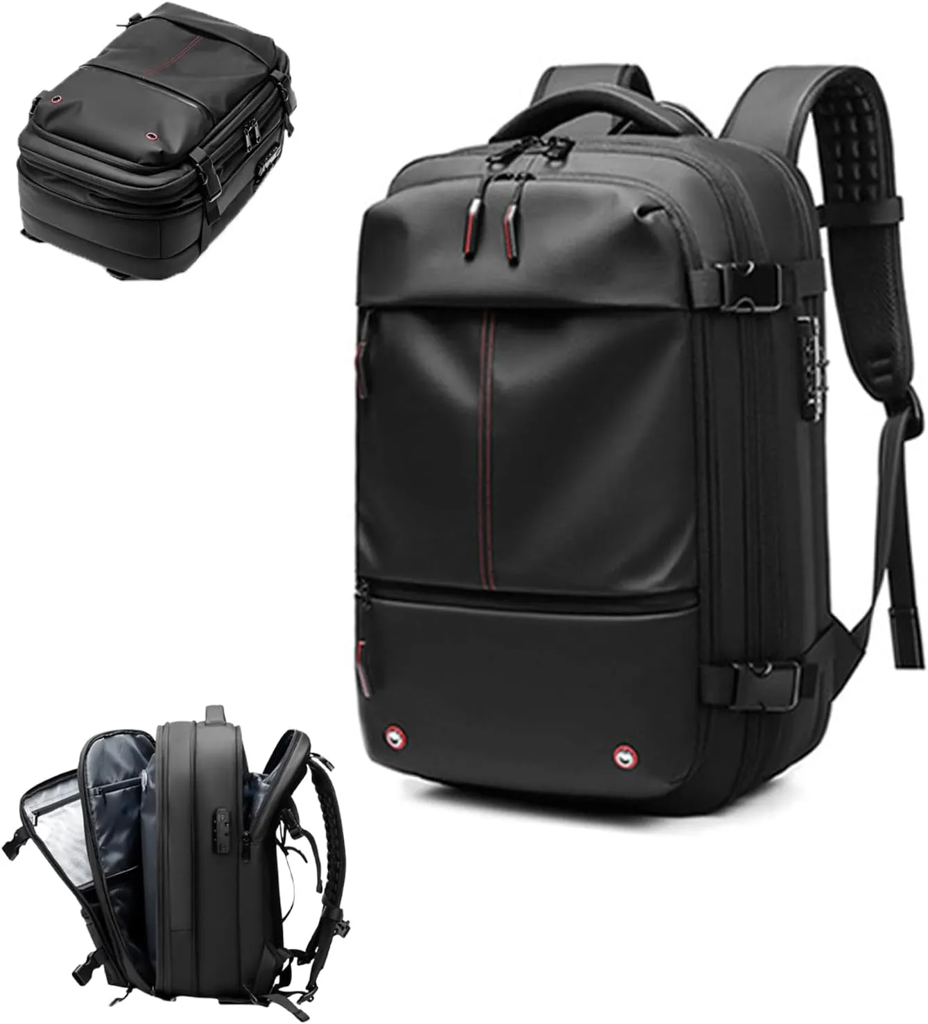 Vaccage Backpack, Vaccage Bag, Expandable Travel Backpack with Vacuum Compression Waterproof Design Opening Closing Design (Black)