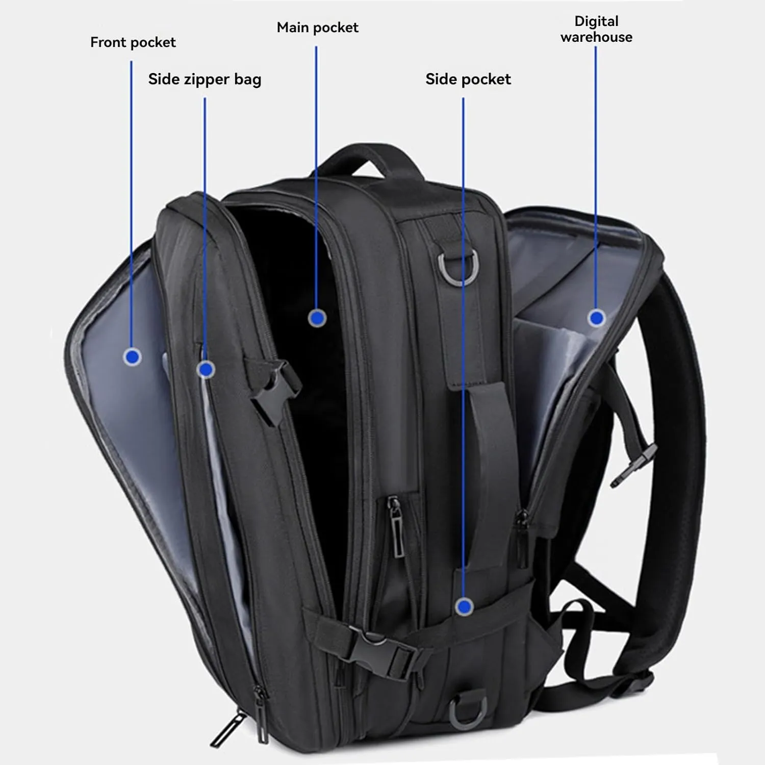 Vacuum Backpack Travel, Watertight Business Travel Backpack, 36L-55L Expandable, for Travels, Business (No Pump)
