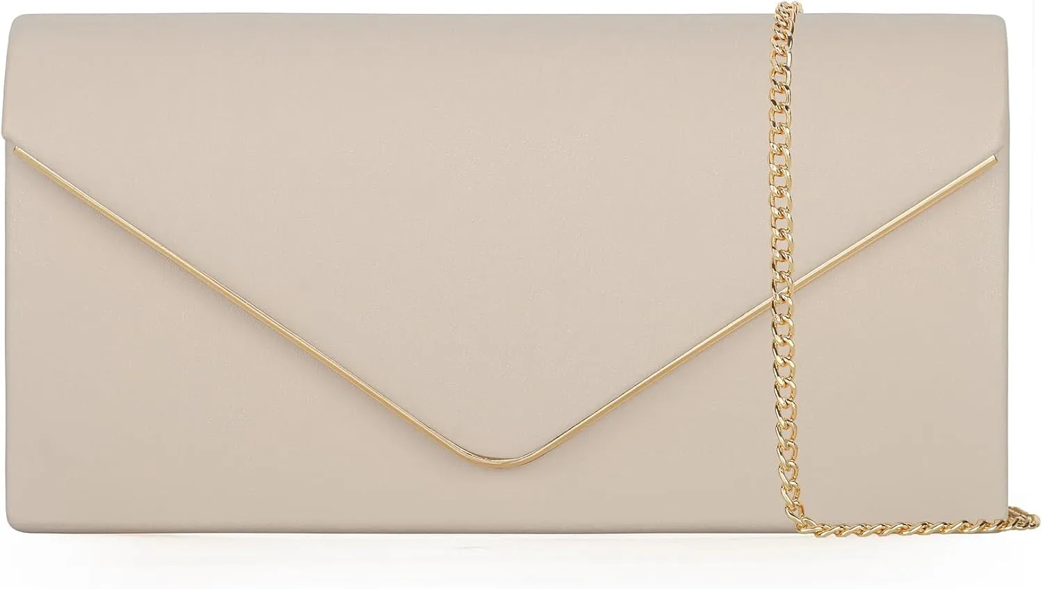 Vegan Leather Envelope Clutch Bag Classic Dressy Purse Foldover Evening Handbag