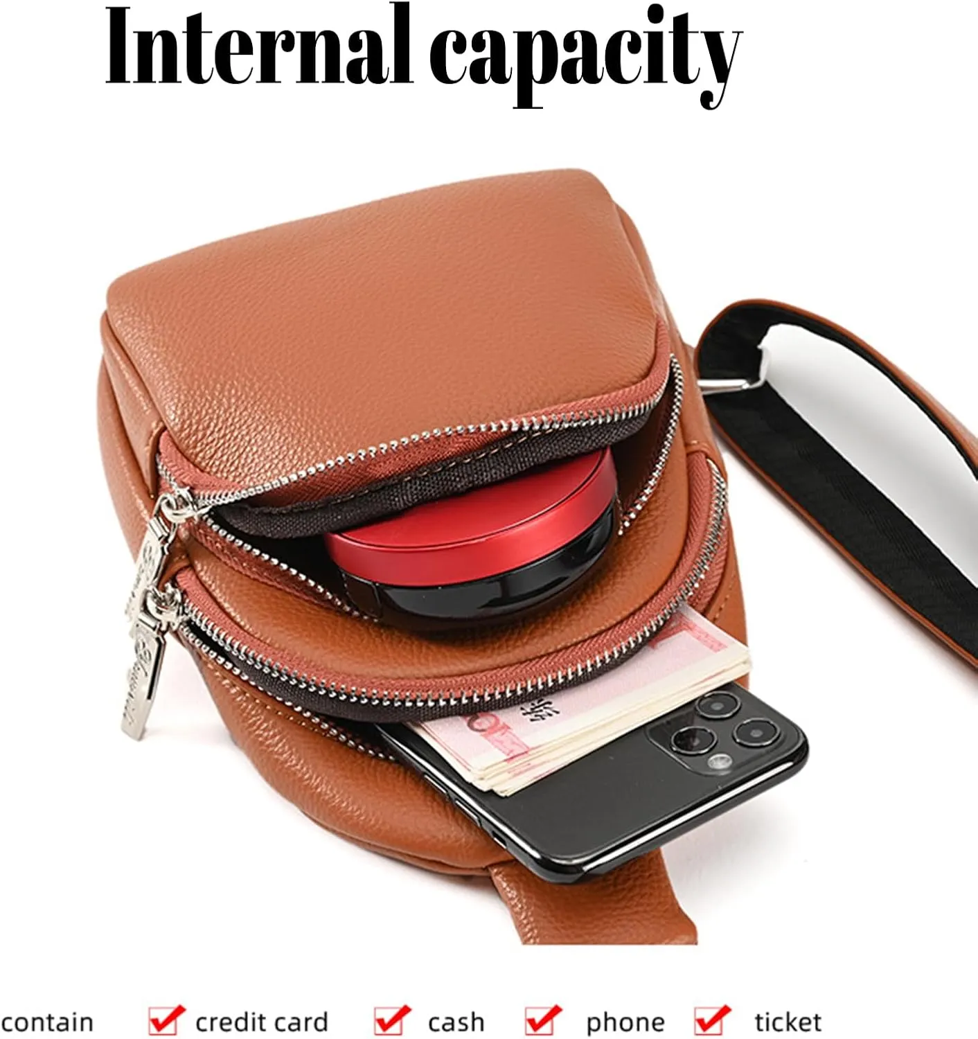 Vegan Leather Multi-Use Sling Bag - Trendy Crossbody for Women,Fanny Pack with Adjustable Strap for Men & Women (Beige)