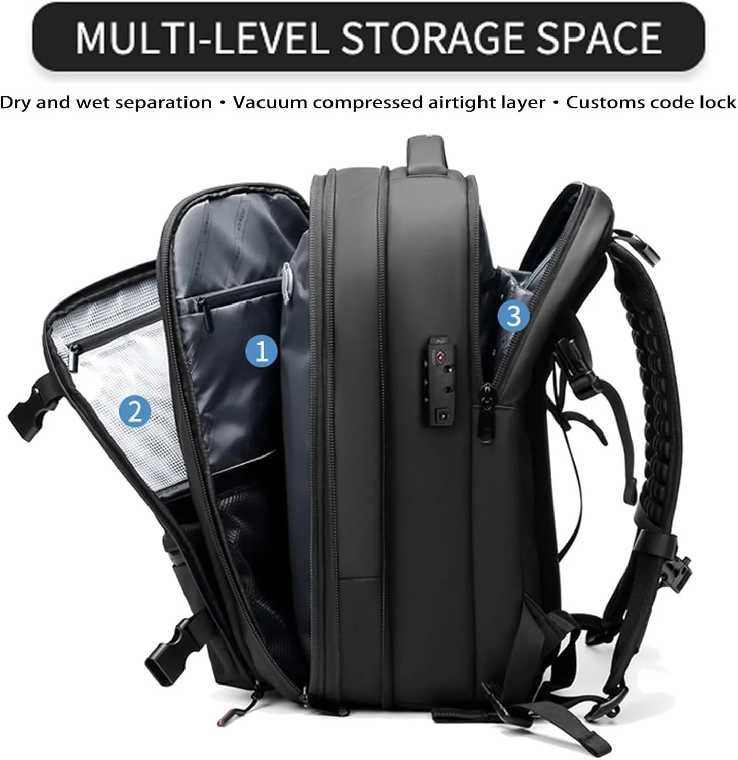Veloutte Travel Backpack, 60l Vacpack Backpack with Vacuum, Multifunctional Waterproof Expandable Anti-Theft Pack (Grey-2.0 With Air Pump)