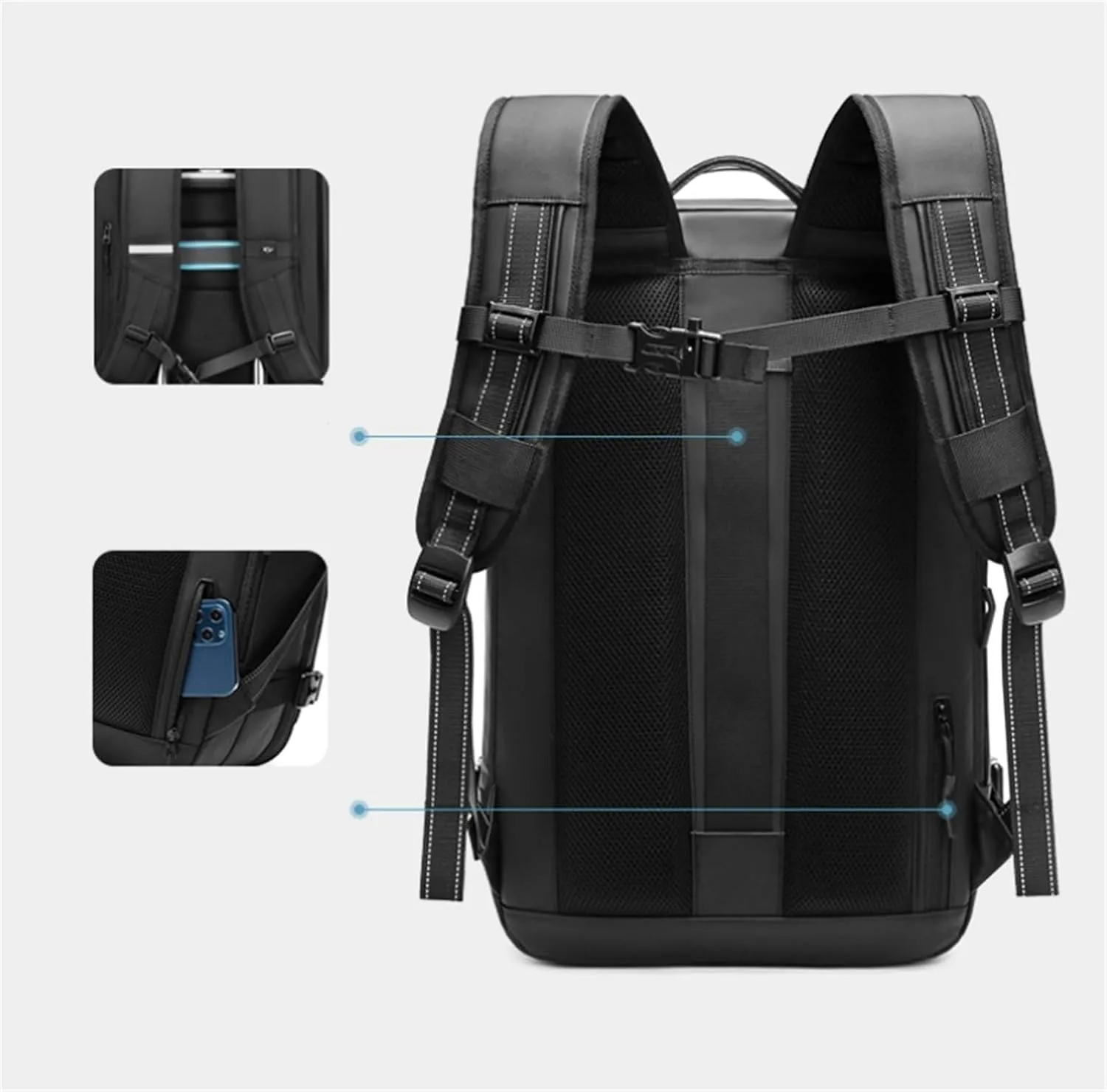 Veloutte Travel Backpack, Veloussette Space Bag, Velouette Space Bag, Expandable Waterproof Backpack (black)