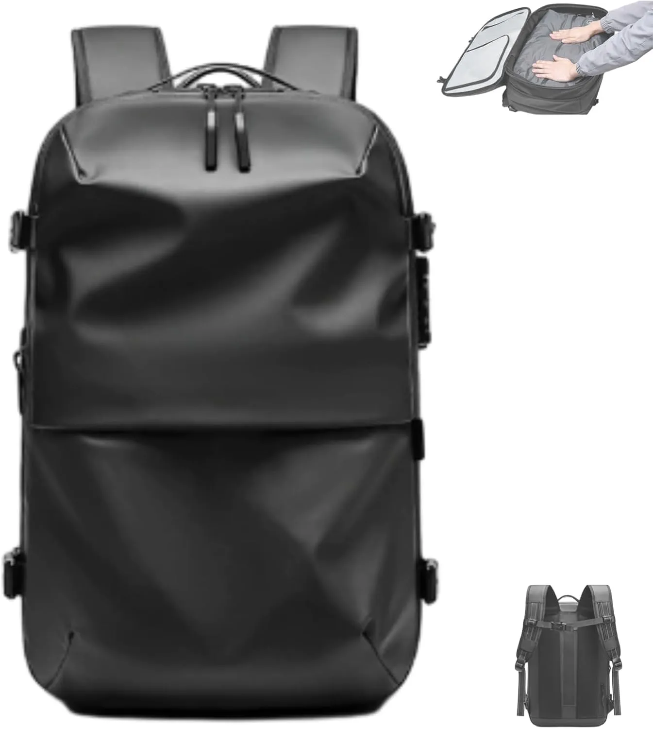 Veloutte Travel Backpack, Veloussette Space Bag, Velouette Space Bag, Expandable Waterproof Backpack (black)
