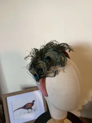 Velvet and Peacock feather Alice Band
