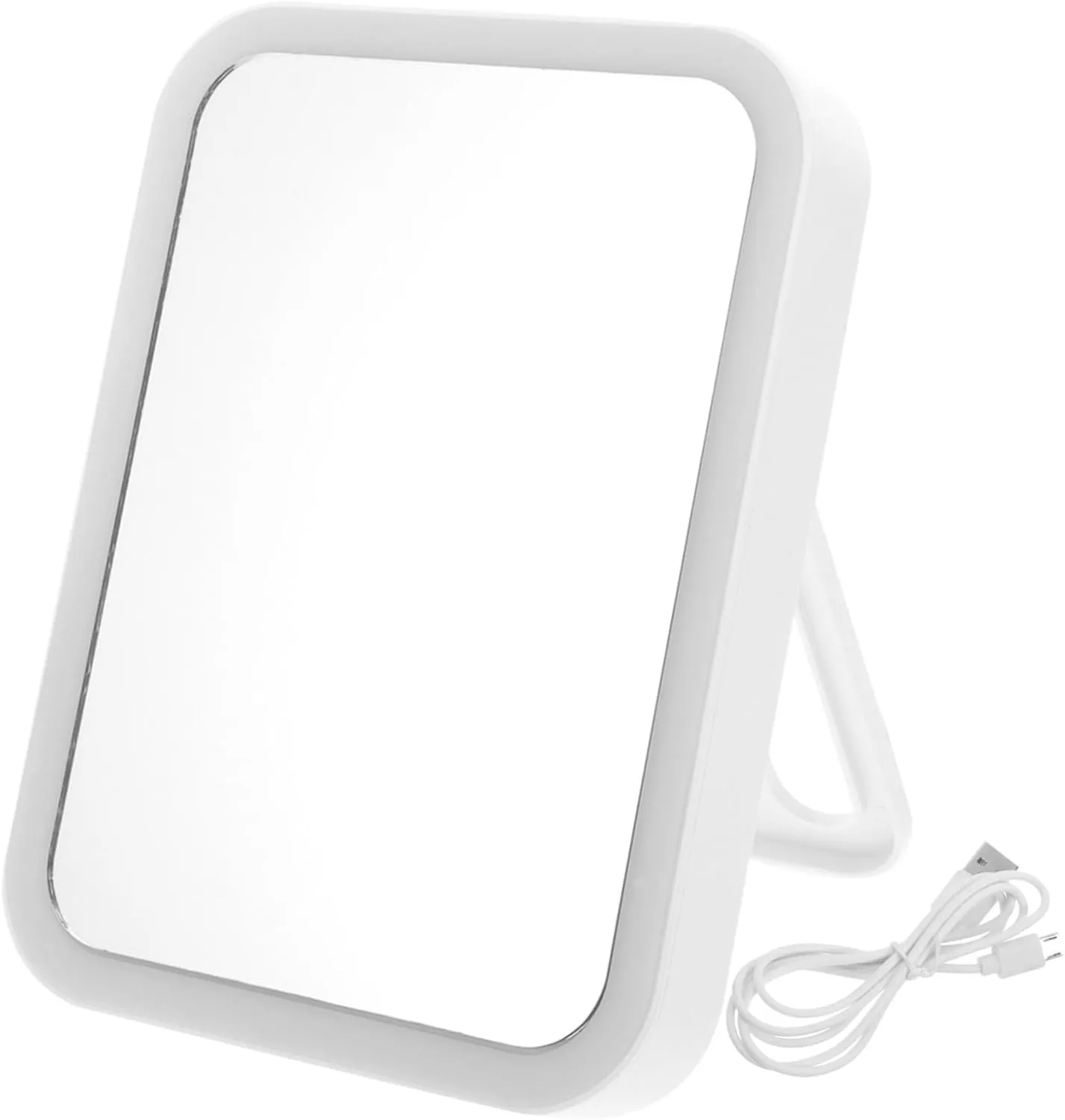 VICASKY Creative LED Makeup Mirror with USB Charging Brightness Portable Vanity Mirror for Home Use Compact Design for Women White