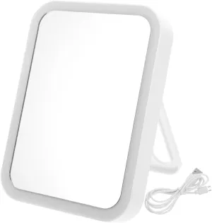 VICASKY Creative LED Makeup Mirror with USB Charging Brightness Portable Vanity Mirror for Home Use Compact Design for Women White