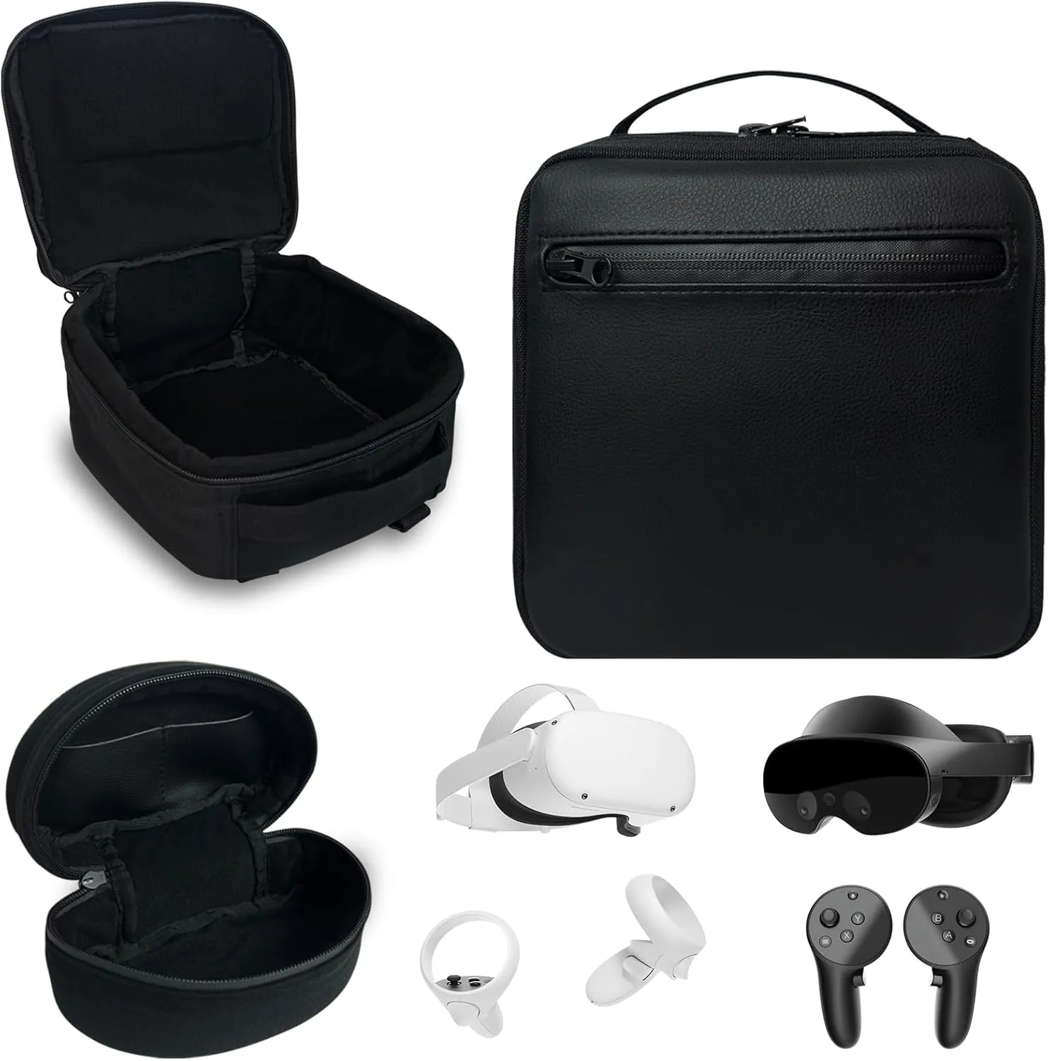 Virtual Reality Headset Carring Case 1000D Nylon Carry Bag for Vision Pro/Meta Quest 3S/Quest 3/Quest 2 VR Game Headset Earphone Crossbody Accessory Storage Home Travel (Black)