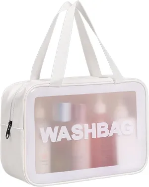 Wah bags Travel Toiletry Bag, Matte Translucent with Handle, Makeup Organizer for Women and Men