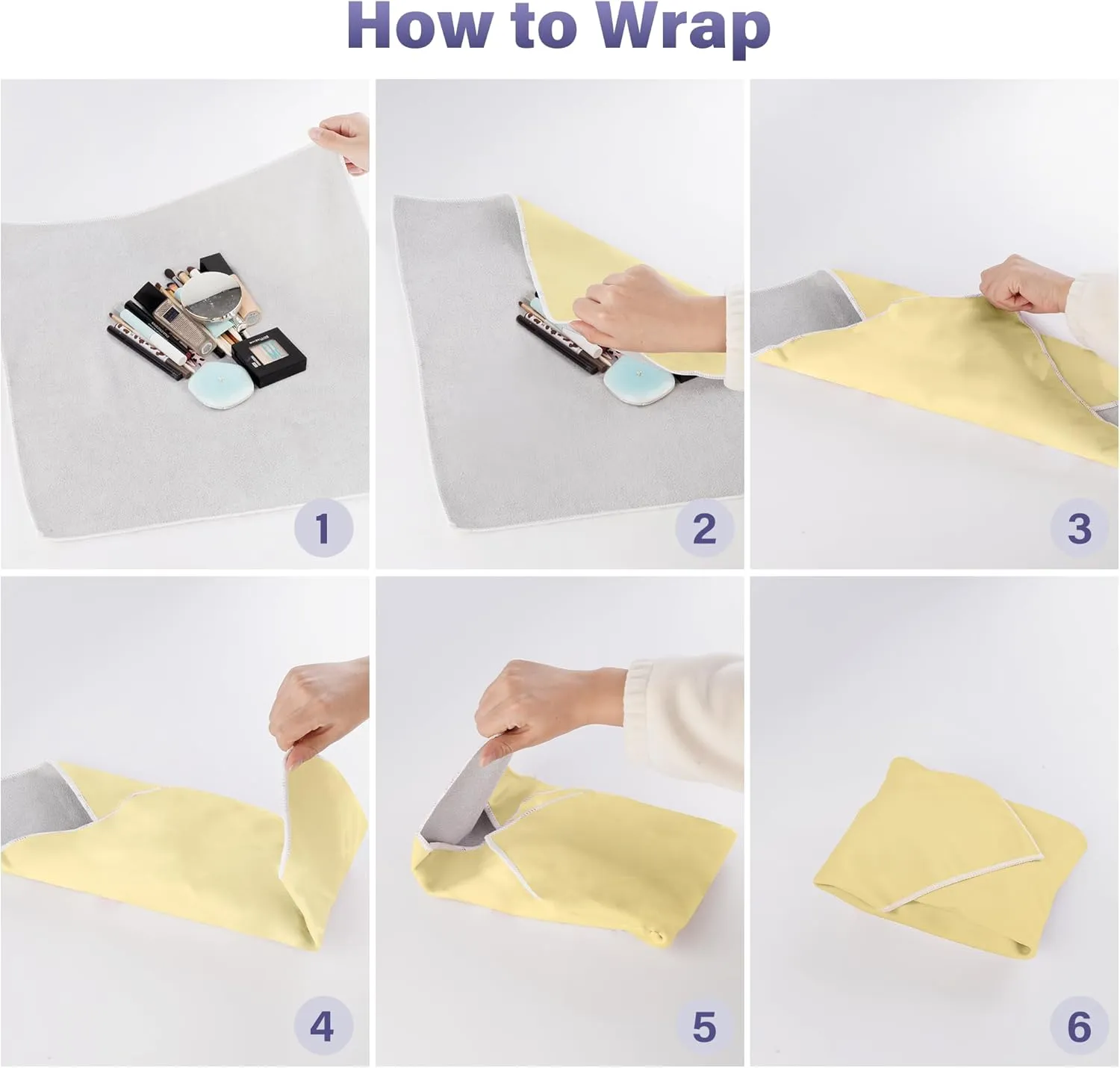 Walking Way Self-Adhesive Magic Cloth Makeup Bag, Portable Protective Cosmetic Pouch, Camera Lens Wrap, Stylish Travel Organizer for Beauty Essentials, Travel, Gifts & Daily Use(Yellow, 21.65 inch)