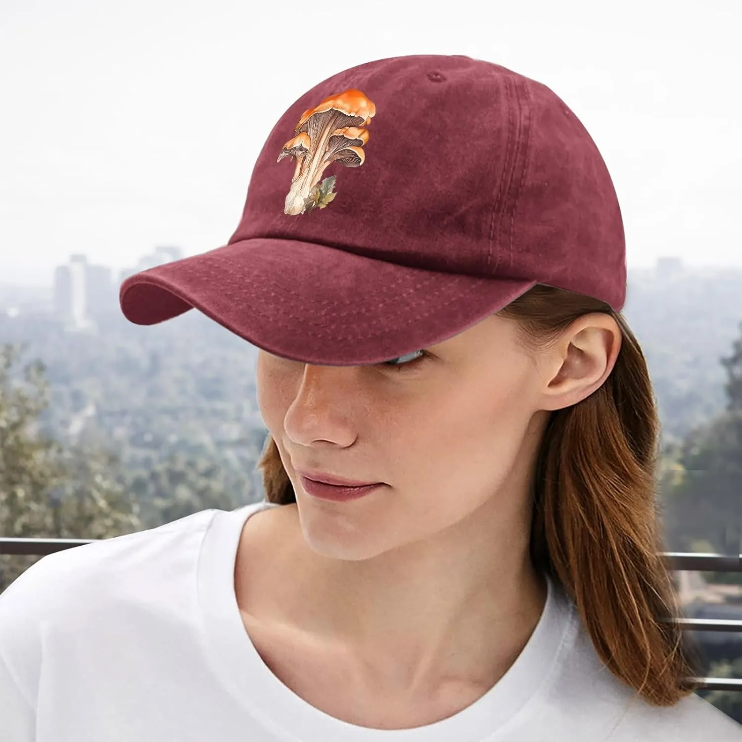 Watercolor Mushroom Hat for Women Stylish Washed Distressed Baseball Caps