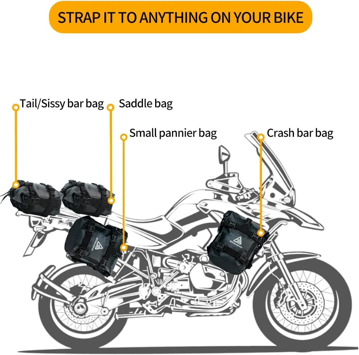 Waterproof Motorcycle Tail Bag 8L Motorcycle Dry Bag Crash Bar Bags used as Motorcycle Luggage Bag Sissy Bar Bag Back Seat Saddle Bag Rack Fender Bag Pouch Dirt Bike Pack for Moto Enduro ATV