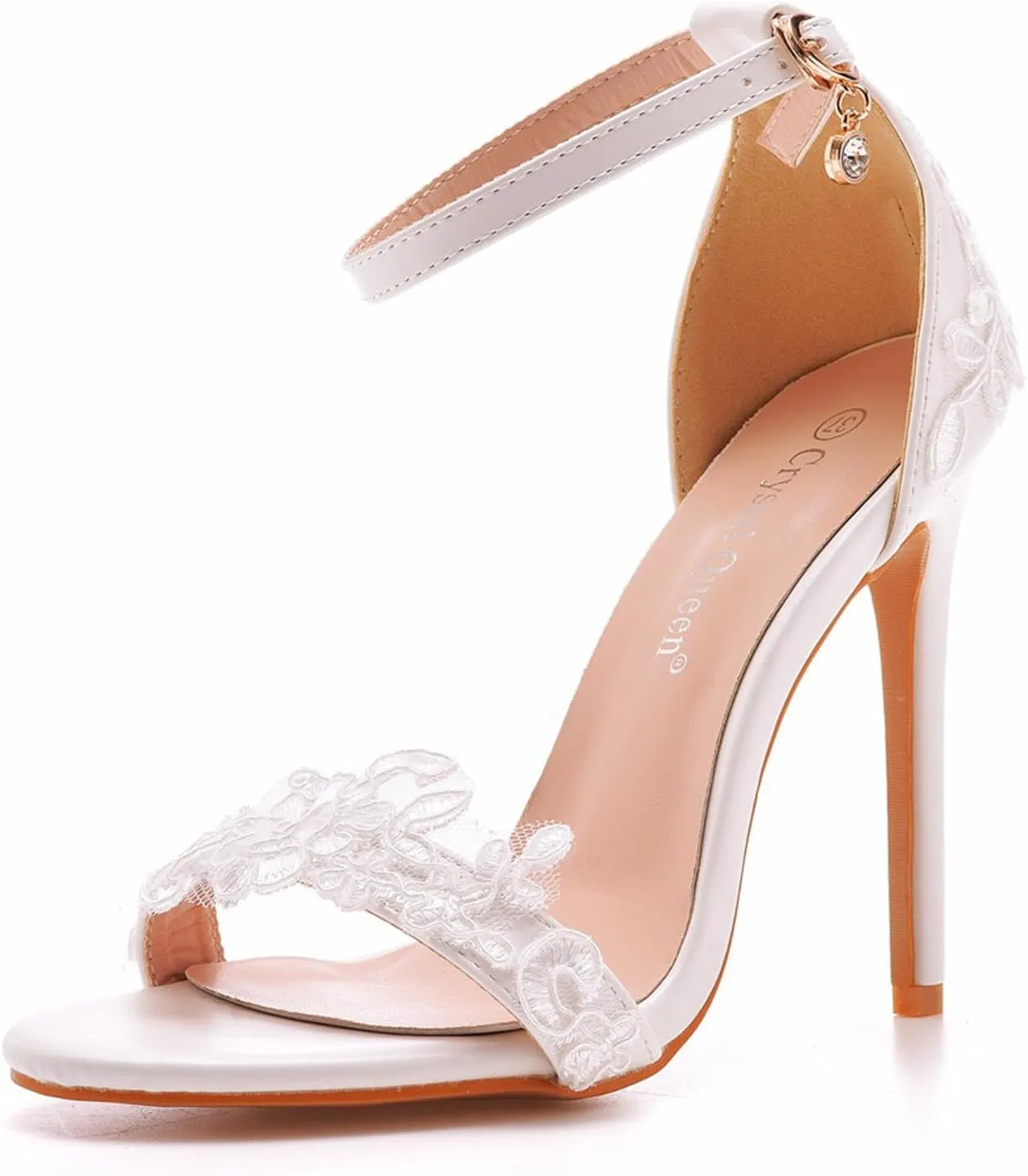 Wedding Bride Shoes,Women's Wedding Peep Toe High Heels Lace Stiletto High Heels Bridal Evening Party Prom Sandals11cm