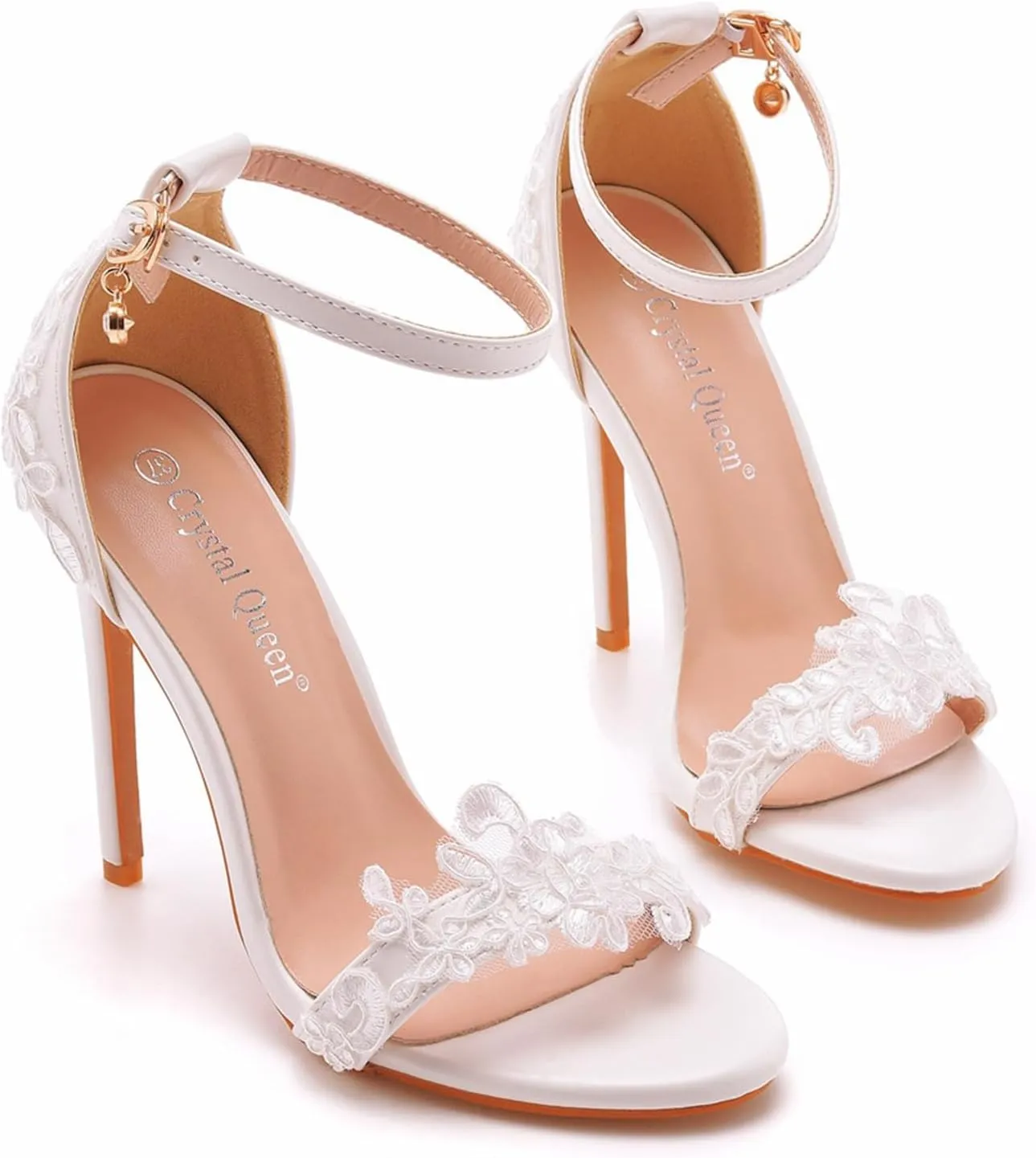 Wedding Bride Shoes,Women's Wedding Peep Toe High Heels Lace Stiletto High Heels Bridal Evening Party Prom Sandals11cm