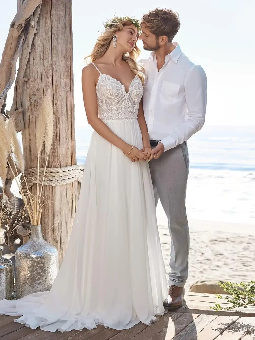 Wedding Dresses for Bride 2025 Lace Mermaid Sleeveless Beach Bohe Wedding Gowns