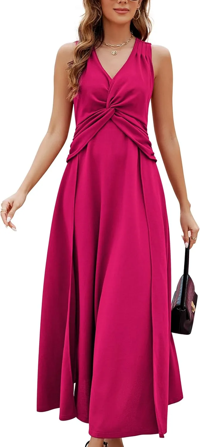 Wedding Guest Dresses for Women 2025 V Neck Formal Dresses for Women Sleeveless Evening